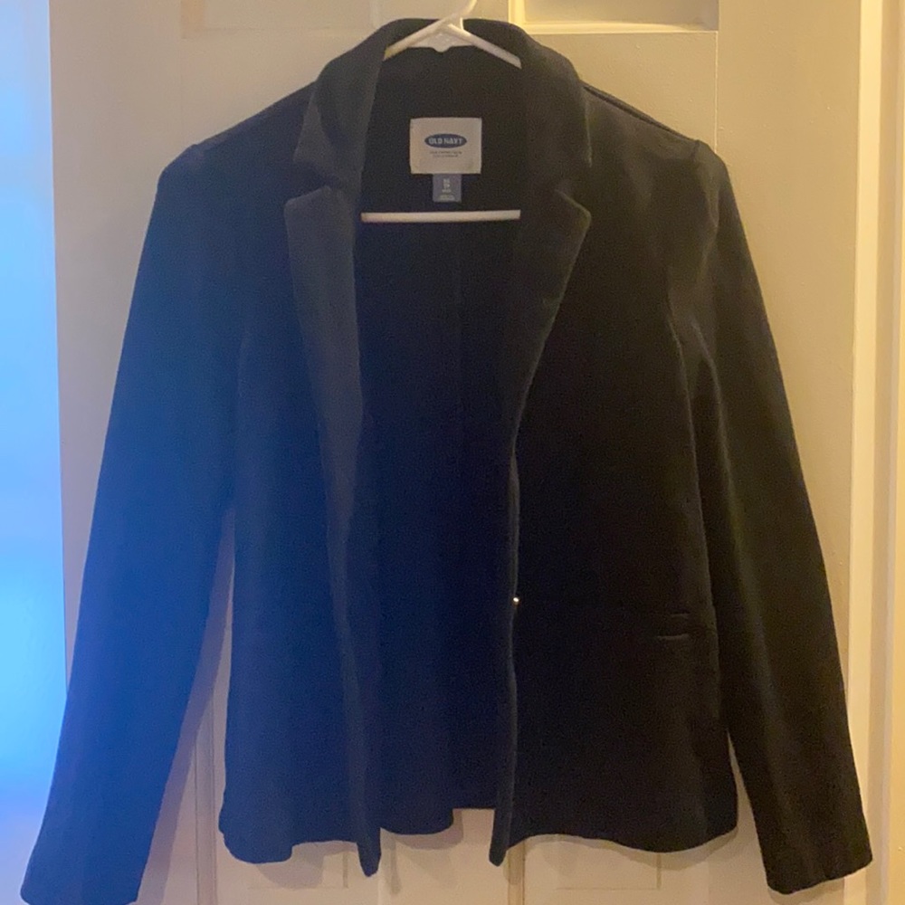 Stretch cotton, black equestrian-style blazer